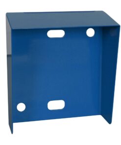Das blaue Wetterschutzgehäuse bietet