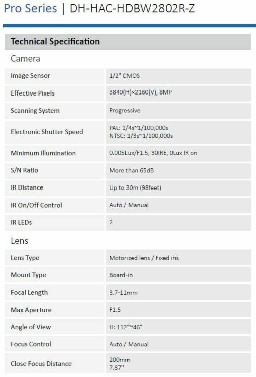 Dahua 8MP (4K) HD-CVI IR Mini-Dome Kamera – Bild 8