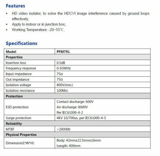 HD-Video Isolator PFM791 von Dahua – Bild 4