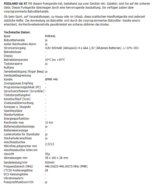 Midland G6XT PMR446 Funkgeräteset – Bild 5