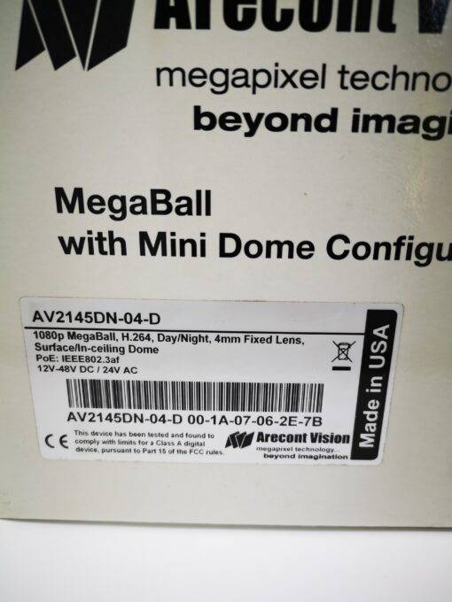 Arecont Vision /1080p / IP-Mega Ball Dome Camera / Day-Night / AV2145DN-04-D - Image 2