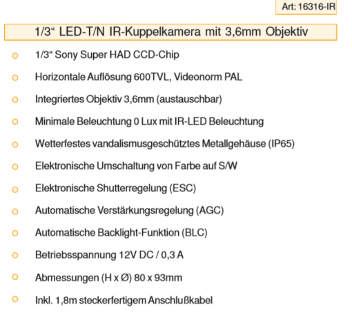 Analoge VC Kamera RW 20m / 3.6mm Objektiv – Bild 6