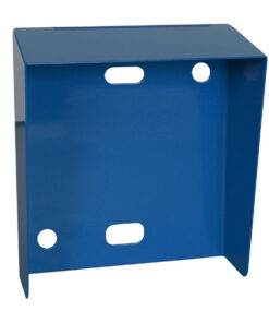 Das blaue Wetterschutzgehäuse bietet