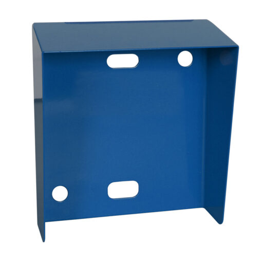 Das blaue Wetterschutzgehäuse bietet